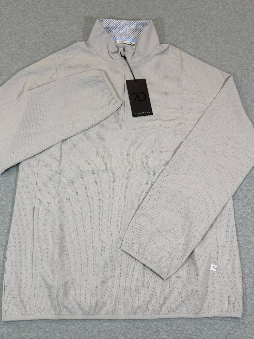 7 Diamonds Oxygenate Quarter Zip Pullover Vapor Gray Mens Small Stretch NWT